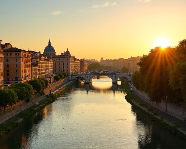 Vista classica di Roma e del Lungotevere